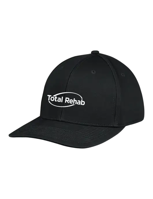 Premium Modern Structured Twill Black Snapback Cap w/Total Rehab Logo