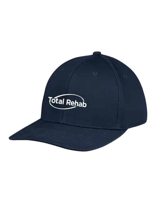 Premium Modern Structured Twill Navy Snapback Cap w/Total Rehab Logo