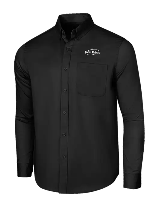 Long Sleeve Deep Black Superpro React Twill Shirt w/Total Rehab Logo