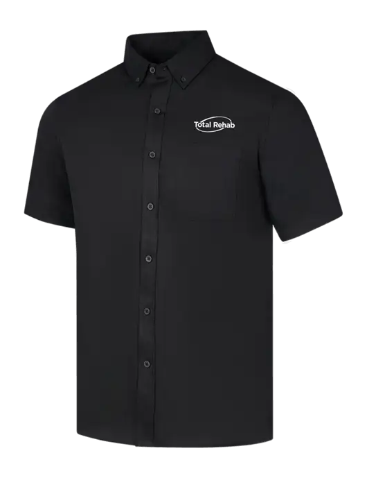 Short Sleeve Deep Black Superpro React Twill Shirt w/Total Rehab Logo