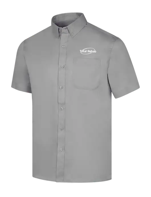 Short Sleeve Light Grey Superpro React Twill Shirt w/Total Rehab Logo