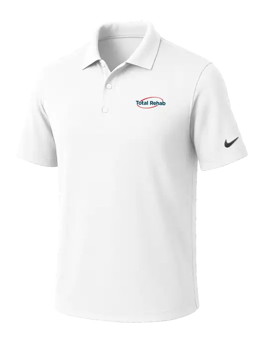 NIKE White Dri-Fit Micro Pique Polo w/Total Rehab Logo