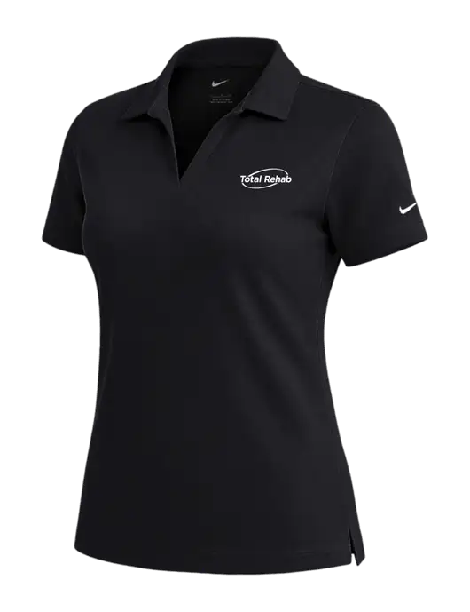 NIKE Black Womens Dri-Fit Micro Pique Polo w/Total Rehab Logo
