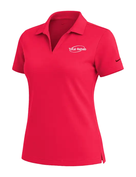 NIKE Red Womens Dri-Fit Micro Pique Polo w/Total Rehab Logo