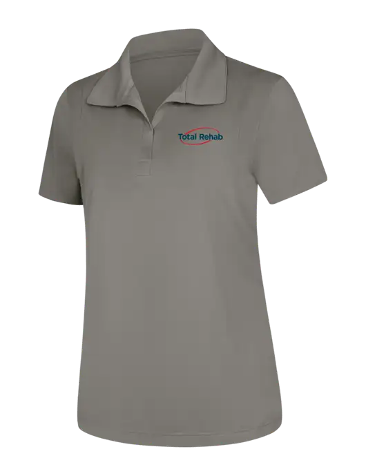 Womens Medium Grey Micropique Sport-Wick Polo w/Total Rehab Logo
