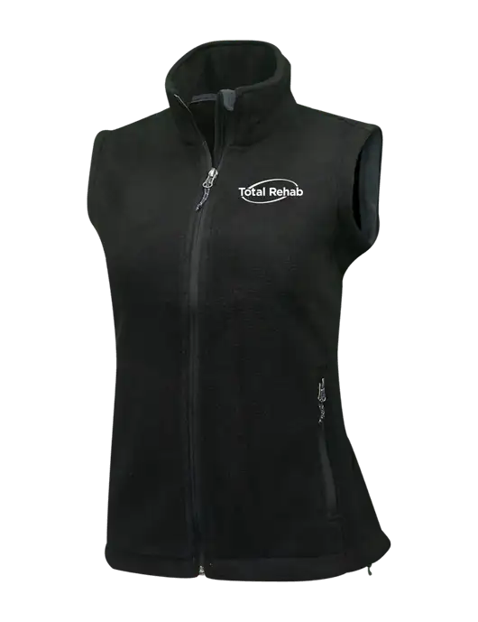 Womens Black Fleece Vest w/Total Rehab Logo