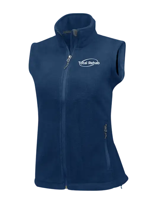 Navy Womens Fleece Vest w/Total Rehab Logo