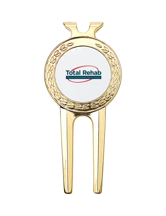 Gold Divot Tool, 1.5 x 3 w/Total Rehab Logo
