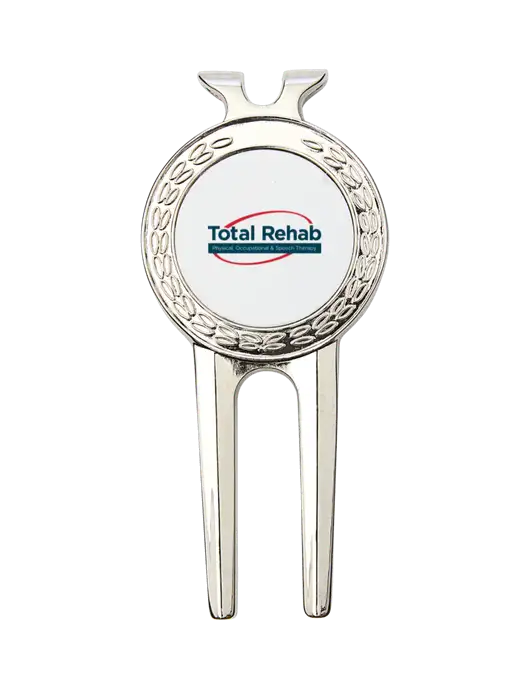 Silver Divot Tool, 1.5 x 3 w/Total Rehab Logo