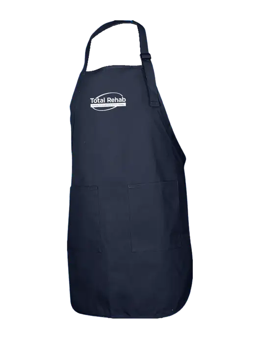 Full-Length Navy Apron With Pockets w/Total Rehab Logo