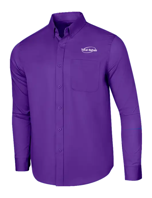 Long Sleeve Purple Superpro React Twill Shirt w/Total Rehab Logo