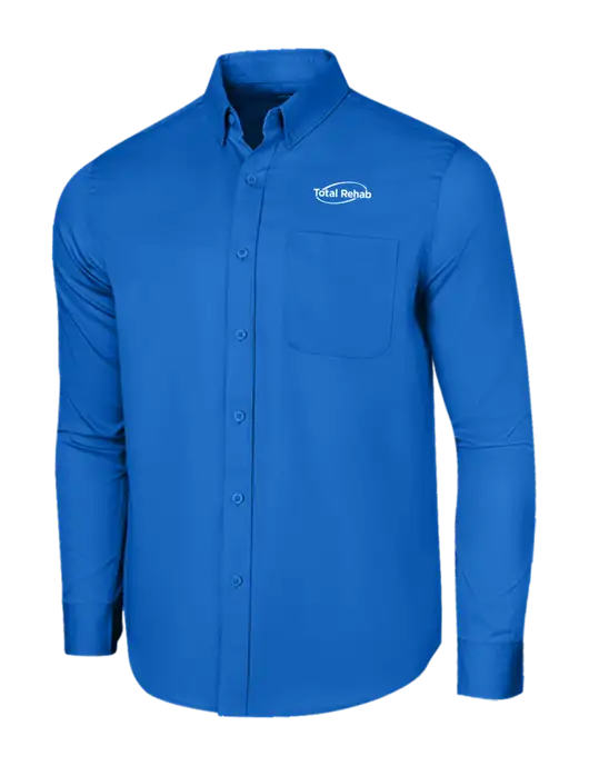 Long Sleeve Royal Blue Superpro React Twill Shirt w/Total Rehab Logo