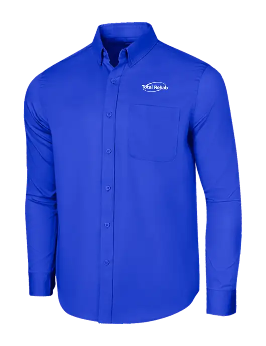 Long Sleeve Dark Royal Superpro React Twill Shirt w/Total Rehab Logo