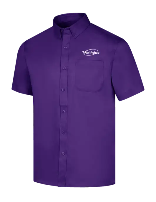 Short Sleeve Purple Superpro React Twill Shirt w/Total Rehab Logo