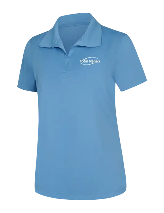 Womens Carolina Blue Micropique Sport-Wick Polo w/Total Rehab Logo