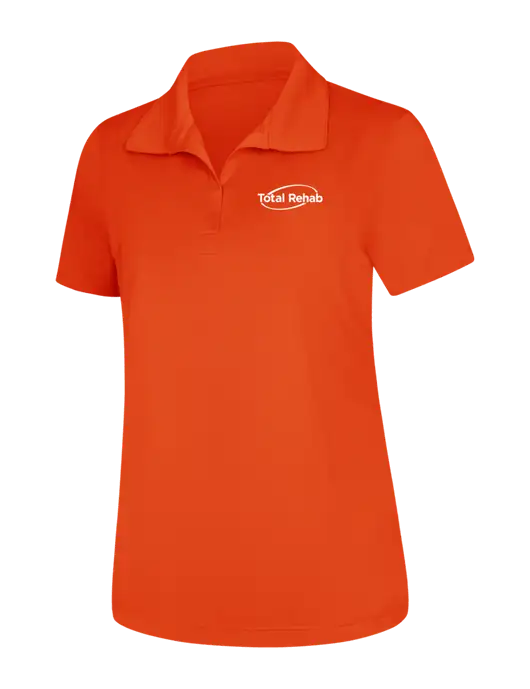 Womens Orange Micropique Sport-Wick Polo w/Total Rehab Logo