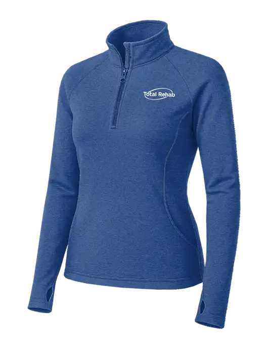 Royal Heather Womens Sport Wick Stretch 1/4 Zip Pullover w/Total Rehab Logo