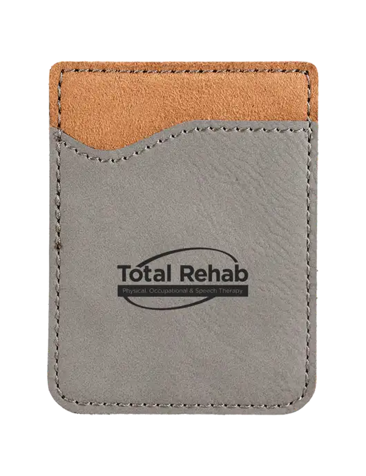Grey Laserable Leatherette Phone Wallet w/Total Rehab Logo