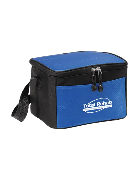6 Can Twilight Blue/Black Cube Cooler w/Total Rehab Logo