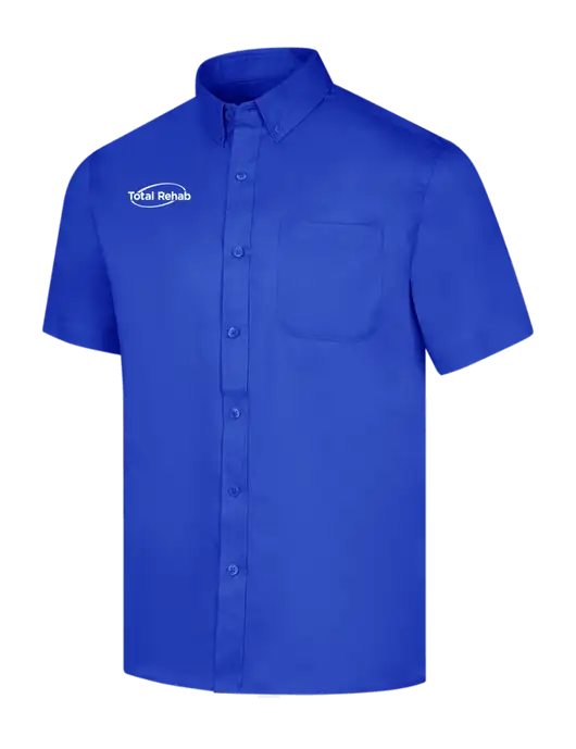 Short Sleeve Dark Royal Superpro React Twill Shirt w/Total Rehab Logo