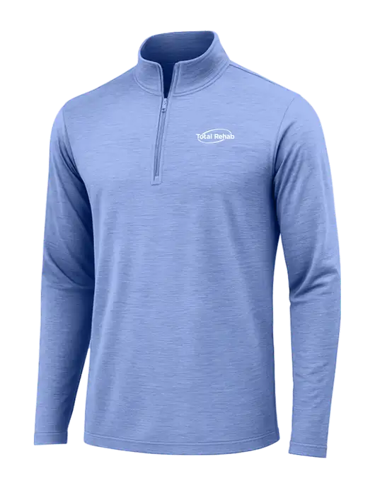 True Royal Heather Posicharge Tri-Blend Wicking 1/4 Zip Pullover w/Total Rehab Logo