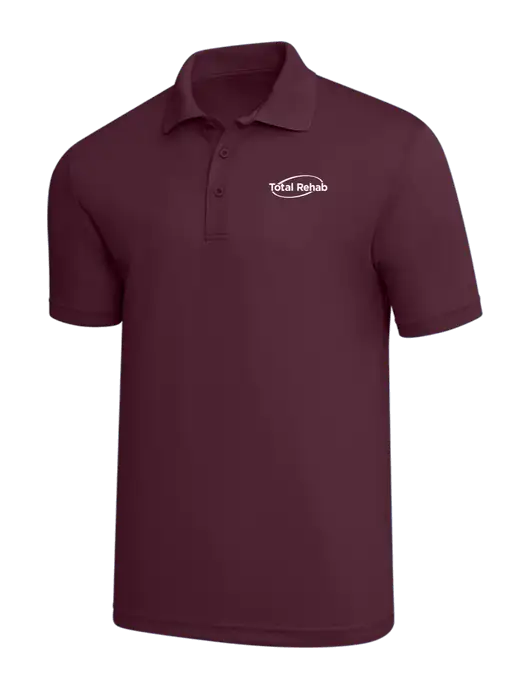 Maroon PosiCharge RacerMesh Polo w/Total Rehab Logo