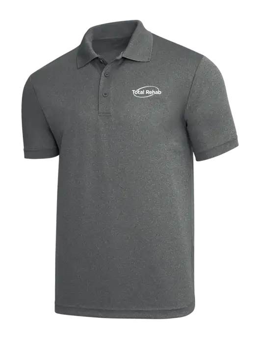 Medium Grey Heather PosiCharge RacerMesh Polo w/Total Rehab Logo