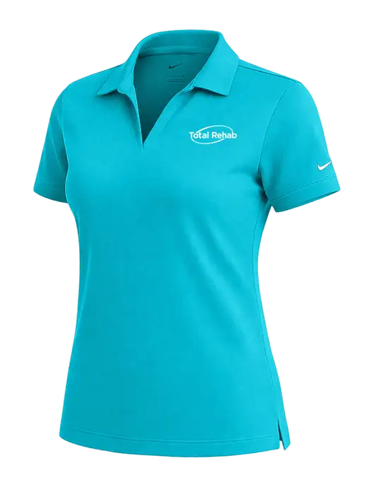 NIKE Sapphire Blue Womens Dri-Fit Micro Pique Polo w/Total Rehab Logo