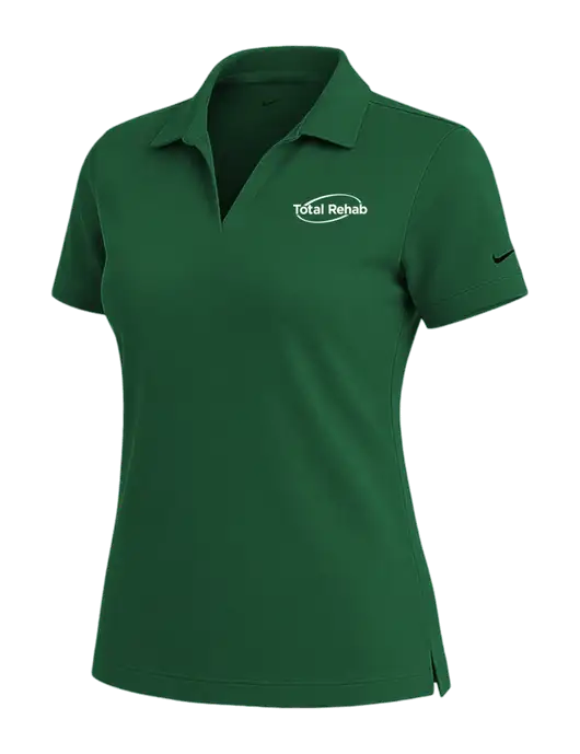 NIKE Dark Green Womens Dri-Fit Micro Pique Polo w/Total Rehab Logo