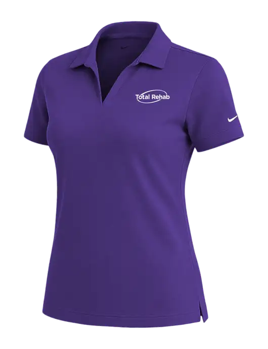 NIKE Purple Womens Dri-Fit Micro Pique Polo w/Total Rehab Logo