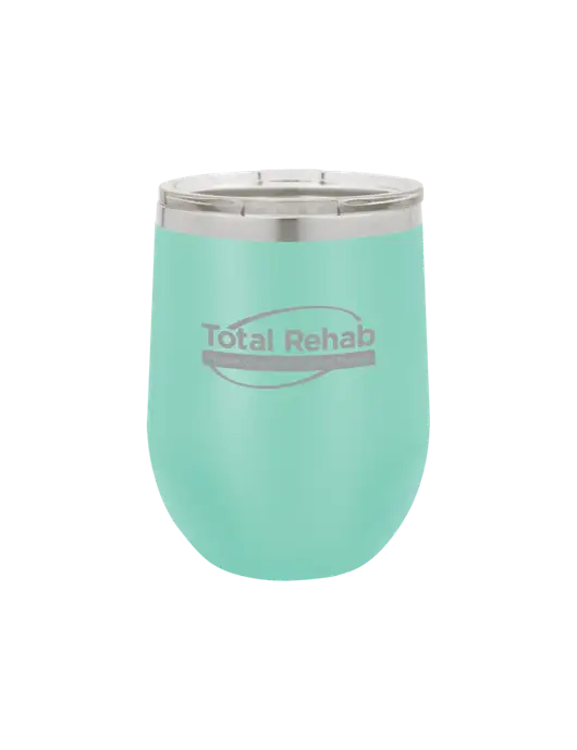 Polar Camel 12 oz Powder Coated Seafoam Vacuum Insulated Stemless Wine Tumbler w/Total Rehab Logo