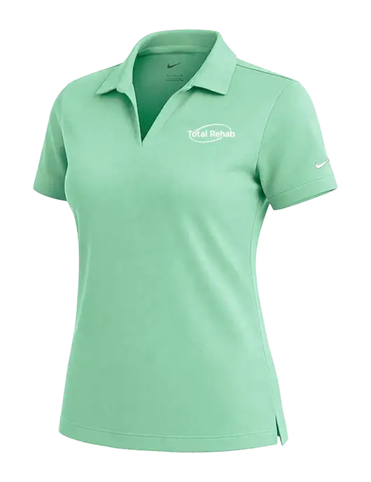 NIKE Very Light Green Womens Dri-Fit Micro Pique Polo w/Total Rehab Logo