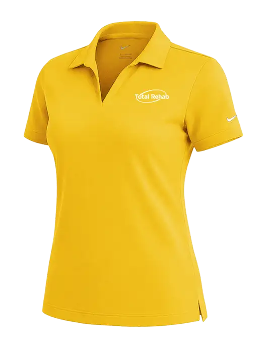 NIKE Yellow Gold Womens Dri-Fit Micro Pique Polo w/Total Rehab Logo