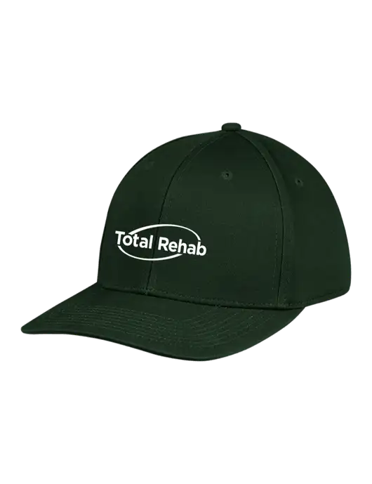 Premium Modern Structured Twill Dark Green Snapback Cap w/Total Rehab Logo