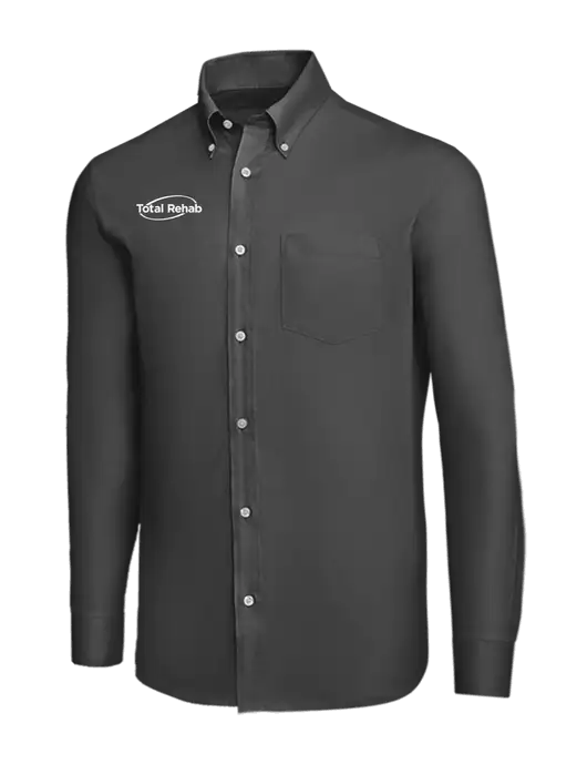 Brooks Brothers Dark Grey Wrinkle-Free Stretch Nailhead Shirt w/Total Rehab Logo