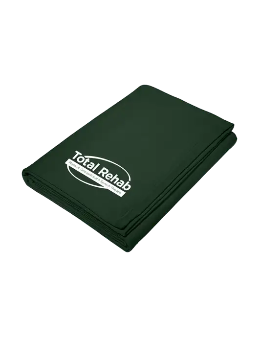 Core Dark Green Fleece Sweatshirt Blanket w/Total Rehab Logo