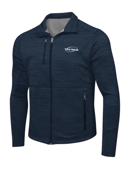 Navy Digi Stripe Fleece Jacket w/Total Rehab Logo