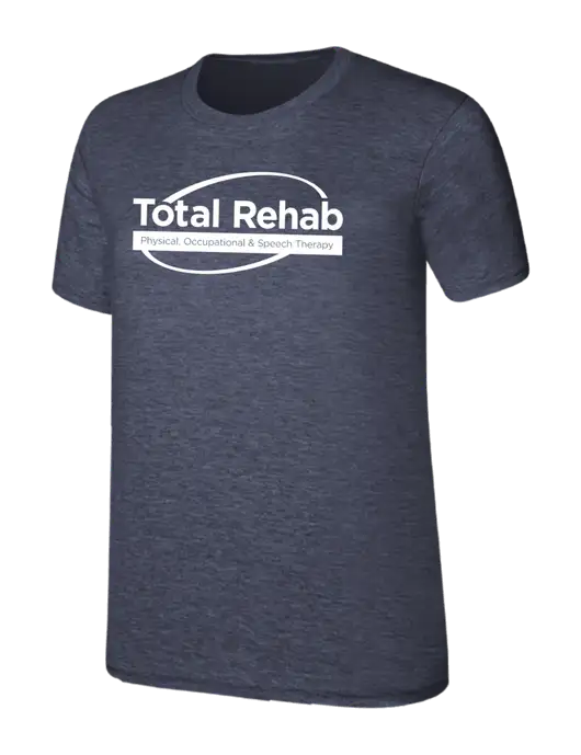 Womens Ring Spun Heather Navy 4.5 oz T-Shirt w/Total Rehab Logo