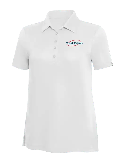 TravisMathew White Solid Womens Oceanside Polo w/Total Rehab Logo
