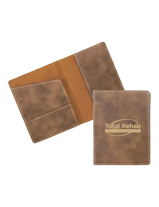 Rustic Leatherette Passport Holder w/Total Rehab Logo