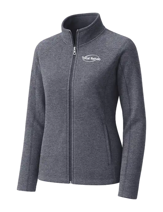 Light Navy Heather Womens Microfleece Full-Zip Jacket w/Total Rehab Logo