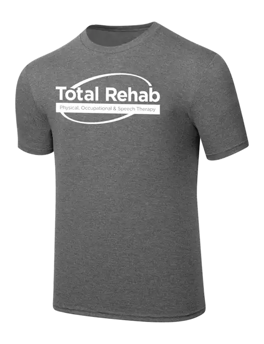 Simply Soft Heathered Medium Grey 4.5oz  Poly/Combed Ring Spun Cotton T-Shirt w/Total Rehab Logo