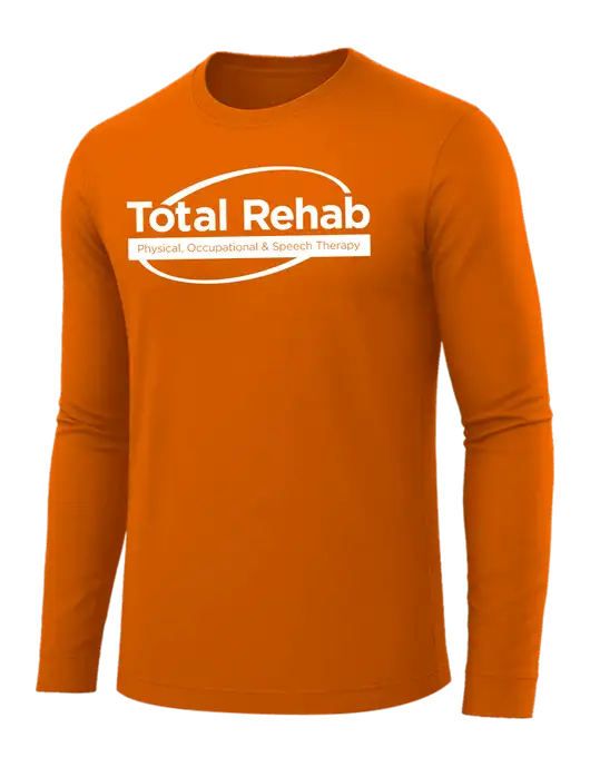 Long Sleeve Dark Orange PosiCharge Competitor Tee w/Total Rehab Logo