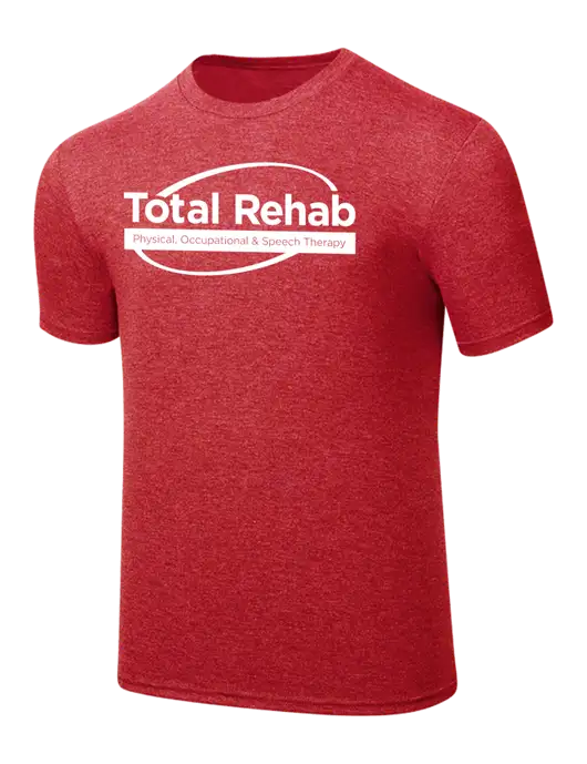 Simply Soft Red Frost 4.5oz  Poly/Combed Ring Spun Cotton T-Shirt w/Total Rehab Logo