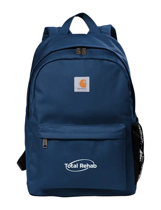 Carhartt Navy Canvas Backpack w/Total Rehab Logo