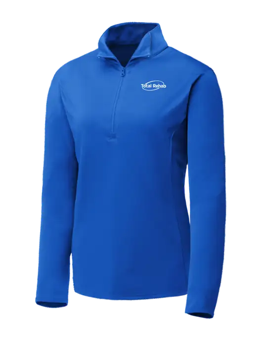Dark Royal Womens Posicharge Competitor ¼ Zip Pullover w/Total Rehab Logo
