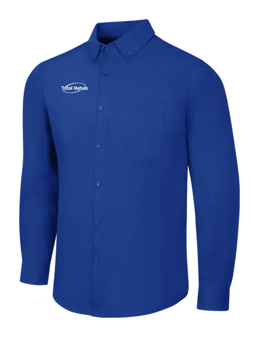 Dark Royal Long Sleeve Carefree Poplin Shirt w/Total Rehab Logo