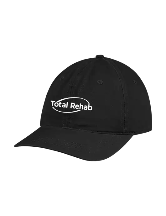 Garment Washed Unstructured Twill Black Cap w/Total Rehab Logo