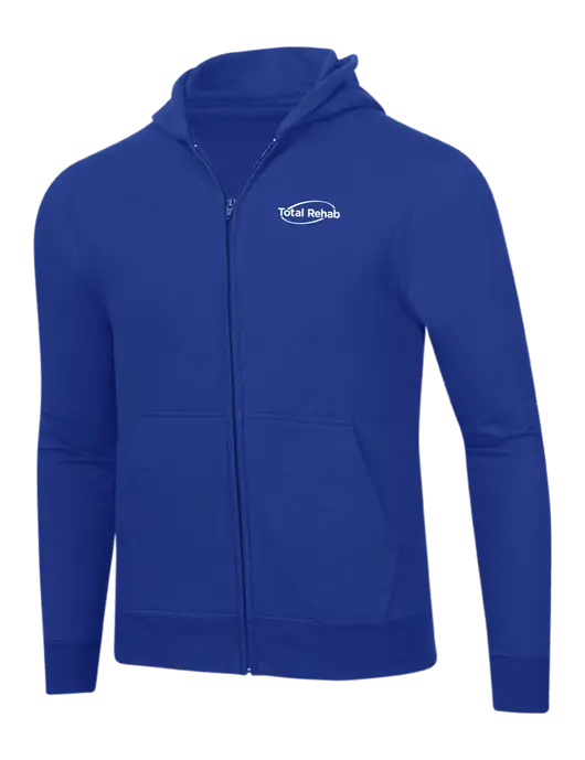 True Royal 8.5 oz Ring Spun Zip Hooded Sweatshirt w/Total Rehab Logo