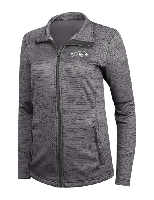 Womens Dark Grey Digi Stripe Fleece Jacket w/Total Rehab Logo